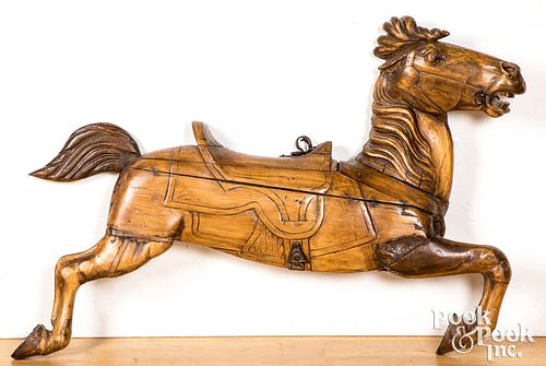 HALF ROUND CARVED CAROUSEL HORSE,