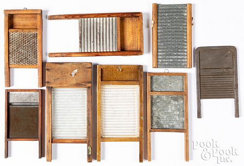 EIGHT MINIATURE DOLL-SIZE WASHBOARDS,