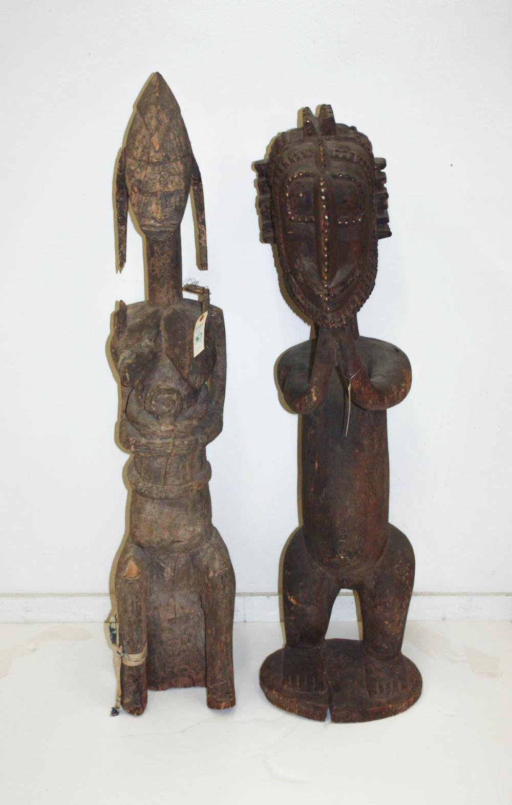 TWO AFRICAN TRIBAL CARVED WOOD