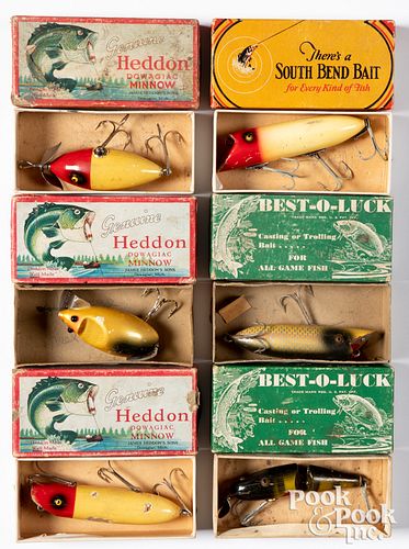 SIX VINTAGE FISHING LURES IN BOXESSix 314f9a