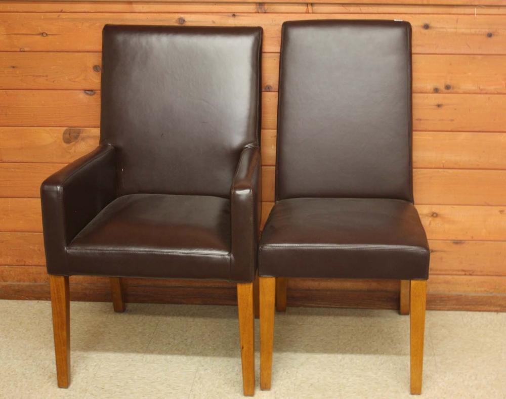 A SET OF TEN LEATHER DINING CHAIRS  314faf