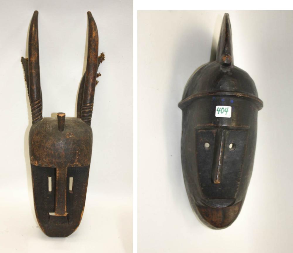 TWO AFRICAN CARVED WOOD BAMANA