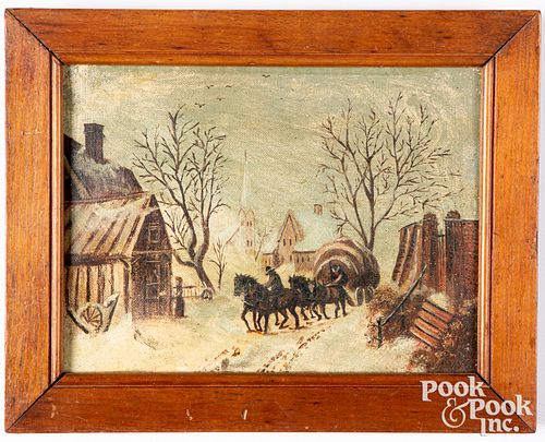 SMALL OIL ON CANVAS WINTER LANDSCAPE  314fcf