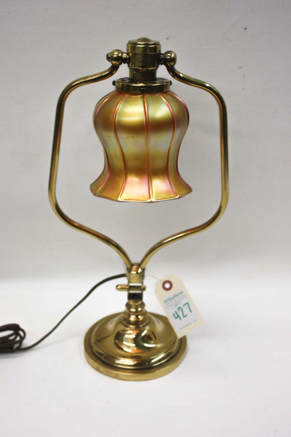 QUEZAL HARP DESK LAMP, HAVING A