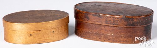 TWO BENTWOOD BAND BOXES, 19TH C.Two