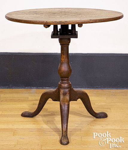 OAK TEA TABLE, 19TH C.Oak tea table,