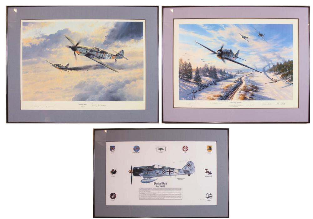 THREE WWII AVIATION OFFSET LITHOGRAPHS: