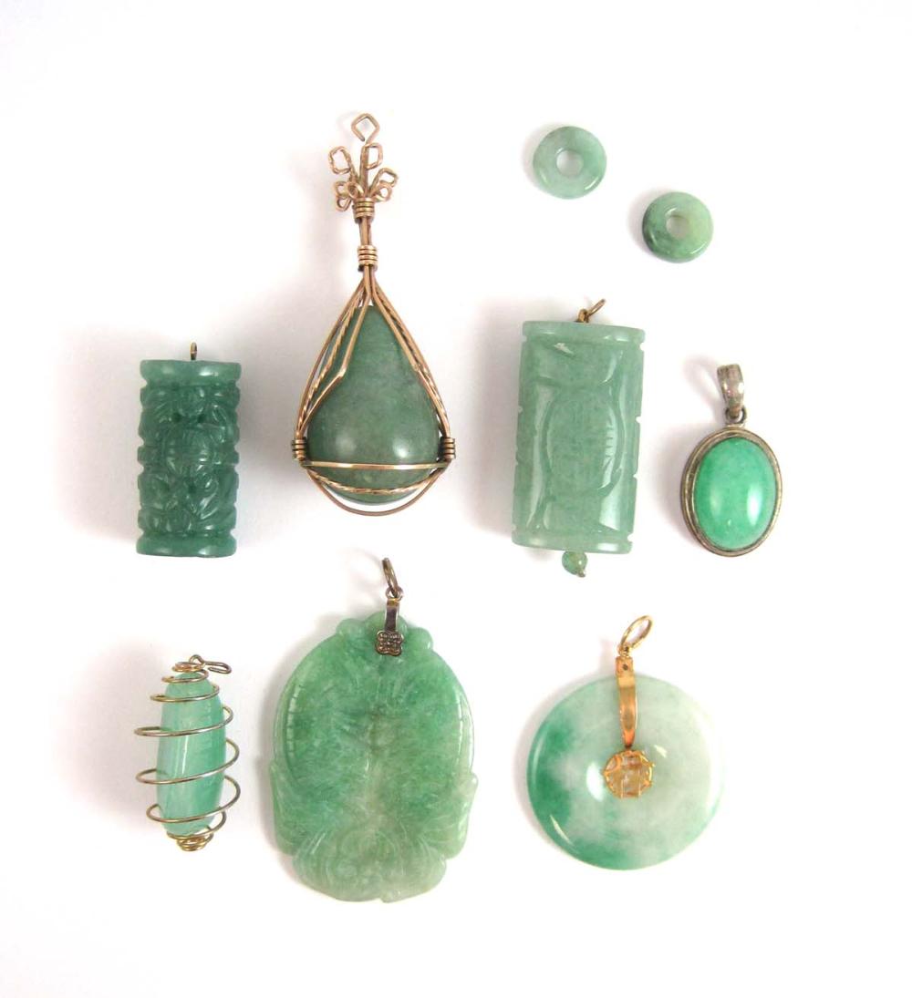 NINE ARTICLES OF GREEN HARDSTONE