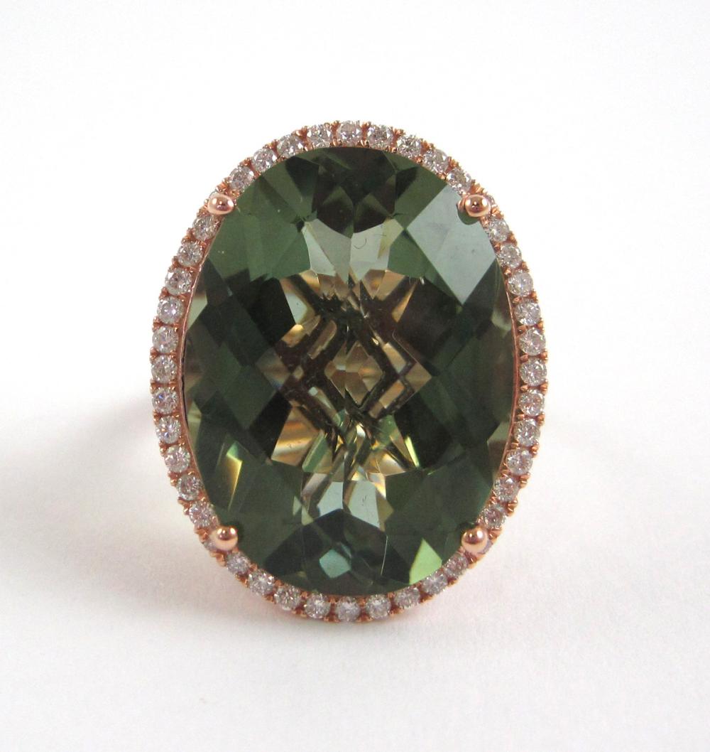 PRASIOLITE, DIAMOND AND ROSE GOLD