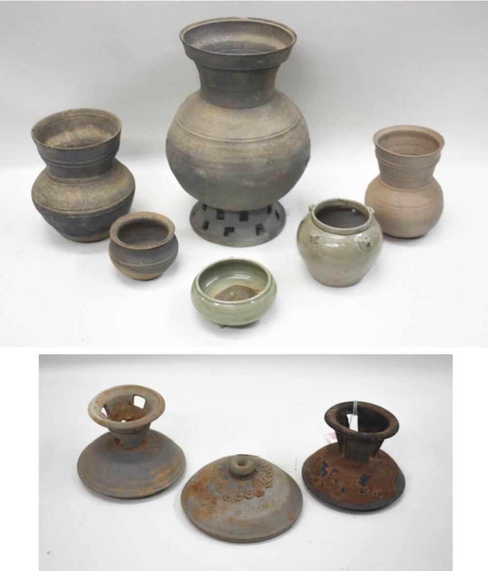 KOREAN POTTERY COLLECTION, 9 PIECES