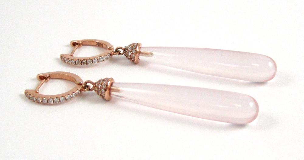 PAIR OF ROSE QUARTZ AND DIAMOND 315111