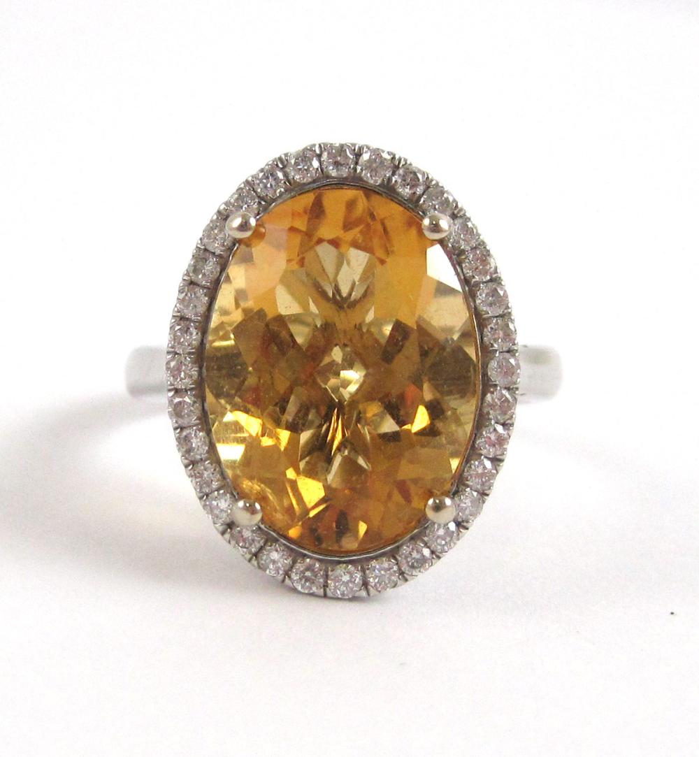 CITRINE, DIAMOND AND FOURTEEN KARAT