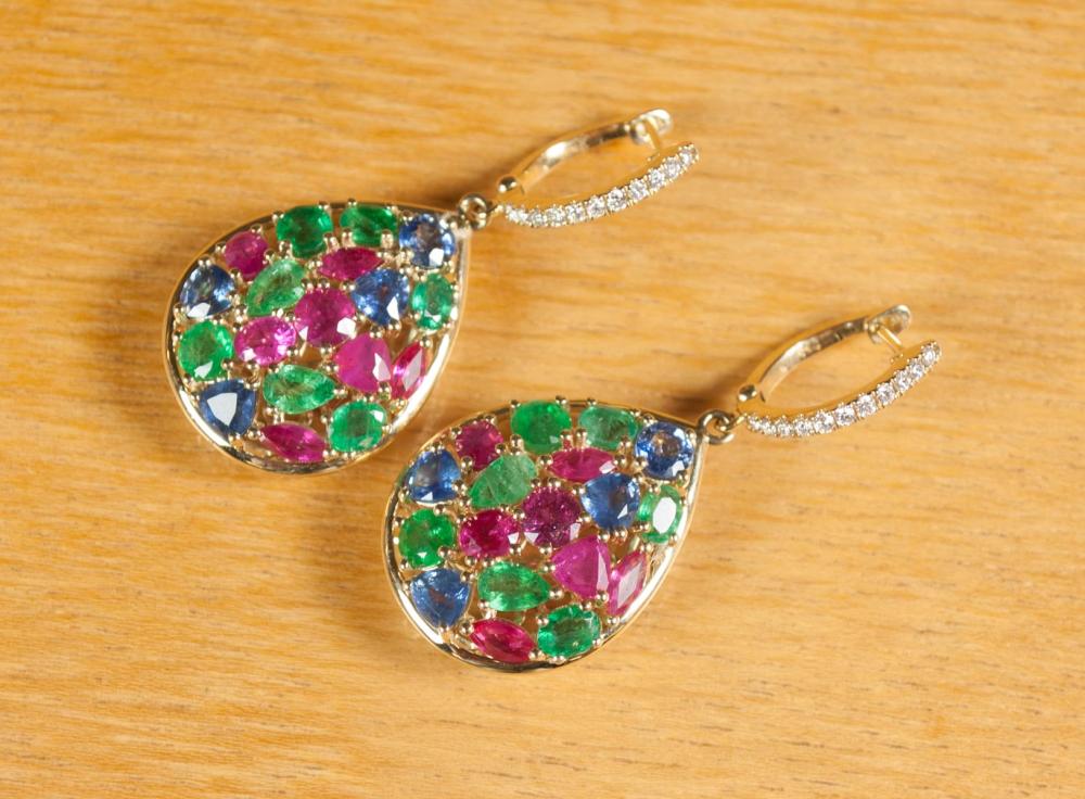 PAIR OF EMERALD RUBY AND SAPPHIRE 315158