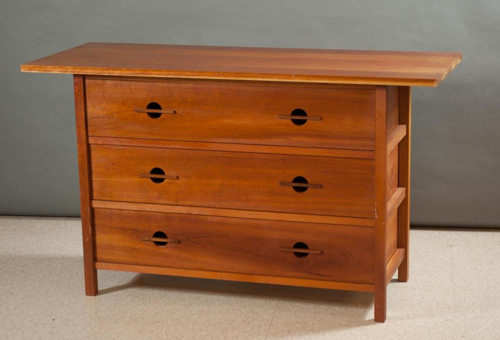 CUSTOM THREE-DRAWER CHERRY DRESSER,