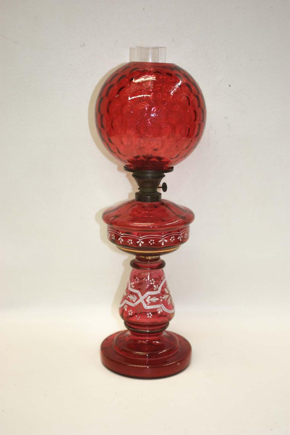 CRANBERRY GLASS OIL LAMP, THE BASE