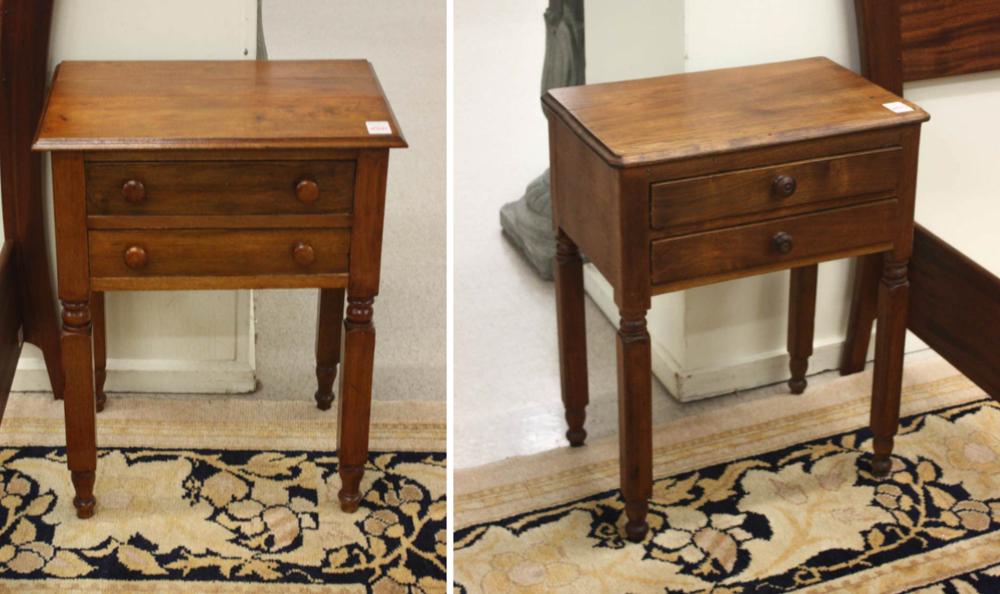 TWO VICTORIAN WALNUT TWO DRAWER 3151a4