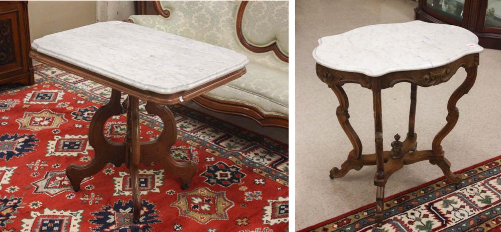 TWO VICTORIAN MARBLE-TOP WALNUT