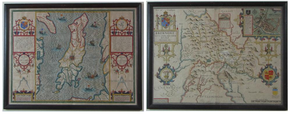 TWO BRITISH HAND COLORED MAPS,