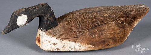 CARVED CANADA GOOSE DECOY, EARLY