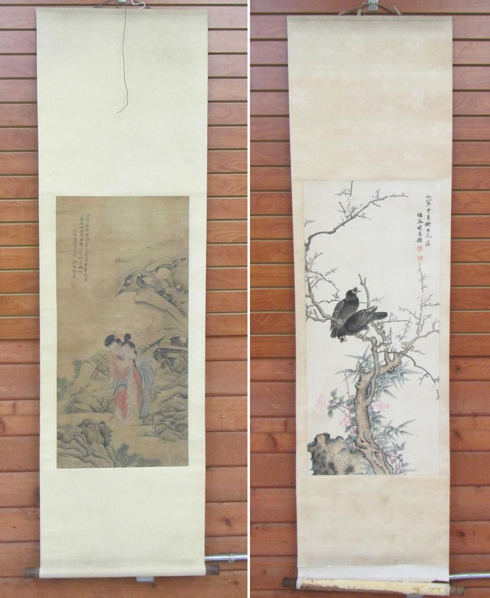 TWO CHINESE SCROLLS WATERCOLOR 315243