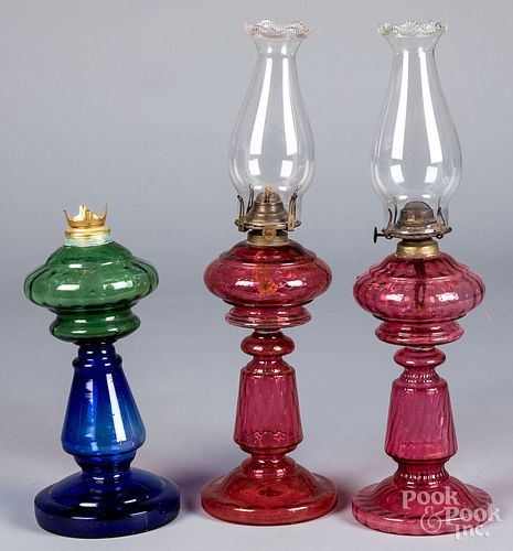 THREE COLORED GLASS FLUID LAMPSThree 31524f