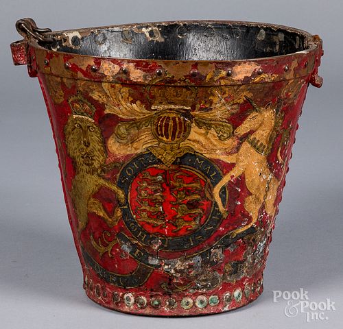 ENGLISH PAINTED LEATHER FIRE BUCKET  31527e