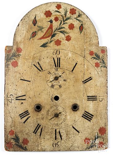 PAINTED WOOD TALL CLOCK FACE 19TH 31529c