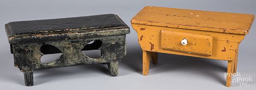 TWO PAINTED STOOLS LATE 19TH C Two 3152aa