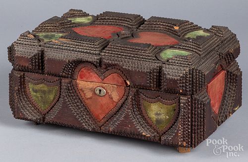 TRAMP ART DRESSER BOX, CA. 1900Tramp