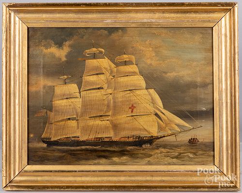 OIL ON CANVAS SHIP PORTRAIT LATE 3152ee