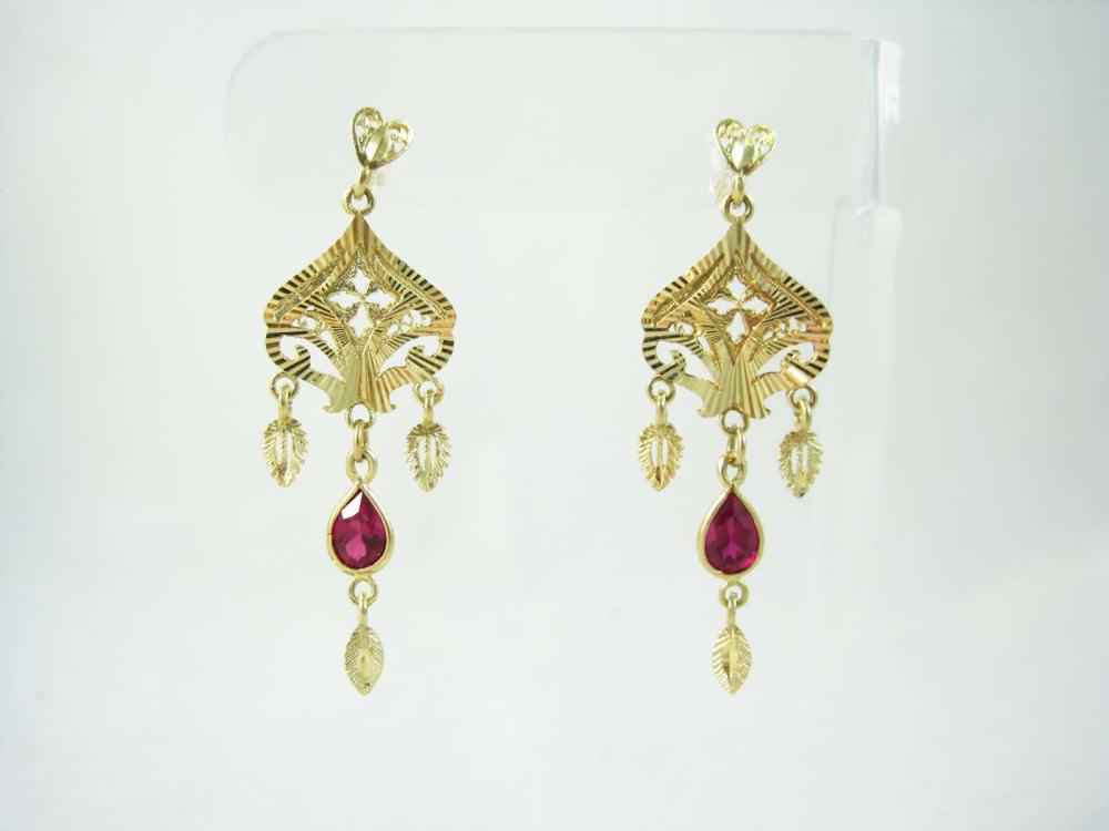 PAIR OF RUBY AND FOURTEEN KARAT