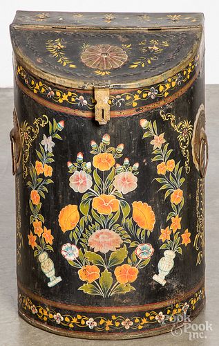 PAINTED TIN KINDLING BIN, LATE