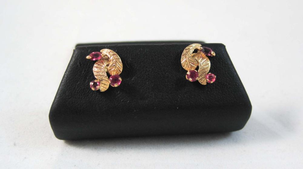 PAIR OF RUBY AND EIGHTEEN KARAT