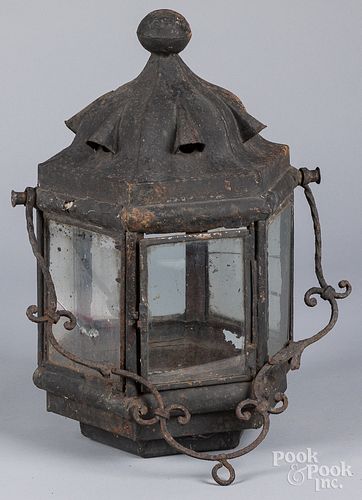 TIN LANTERN, 19TH C.Tin lantern,