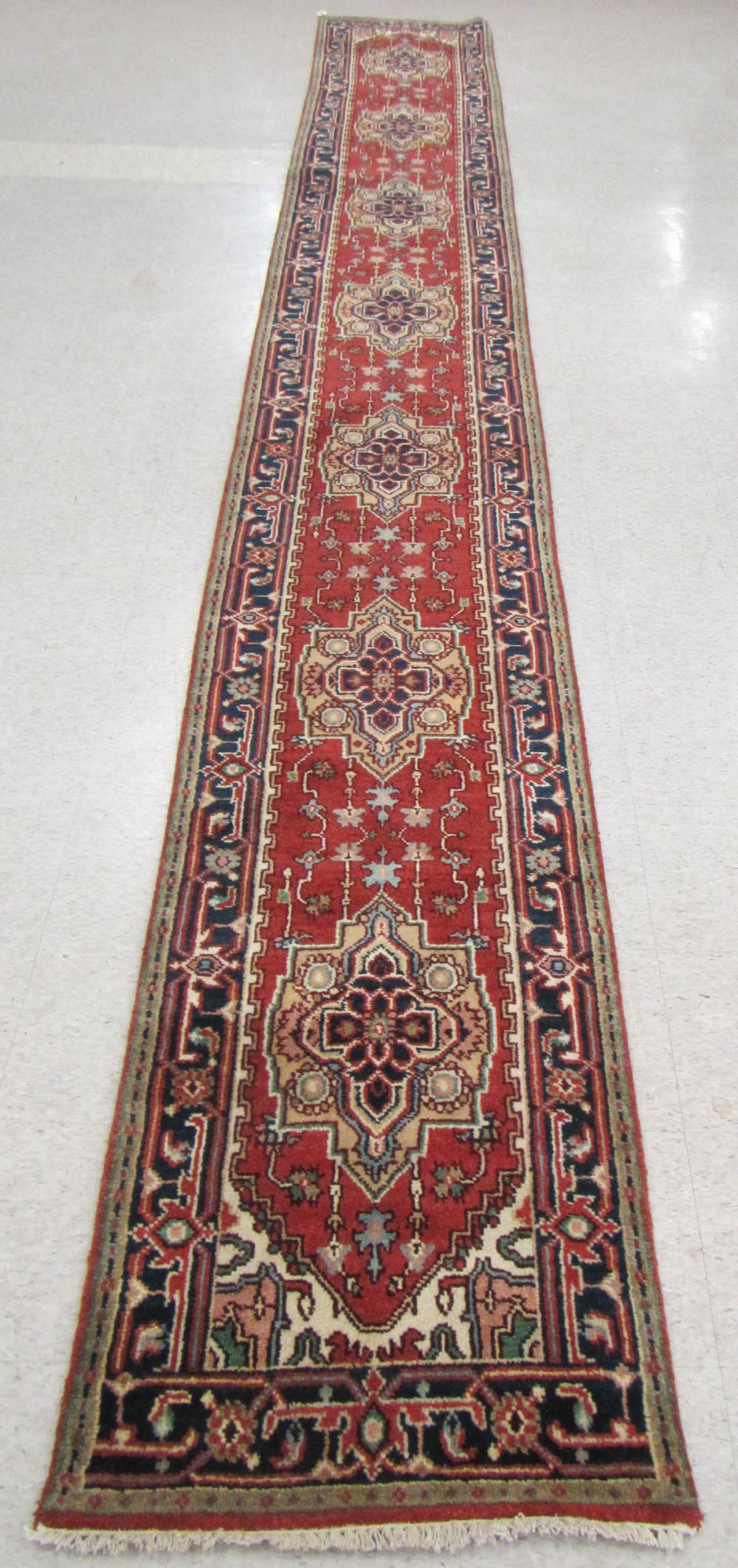 HAND KNOTTED ORIENTAL RUNNER INDO PERSIAN  315386