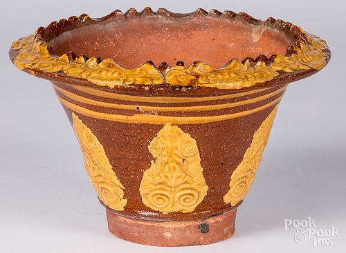 REDWARE FLOWERPOT 19TH C Redware 3153b0