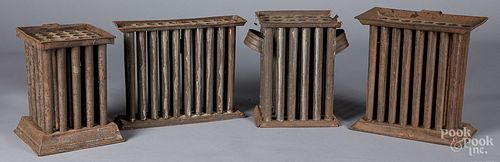 FOUR TIN CANDLEMOLDS, 19TH C.Four