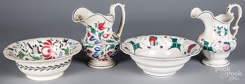 TWO STAFFORDSHIRE PITCHER AND BASIN 3153c9