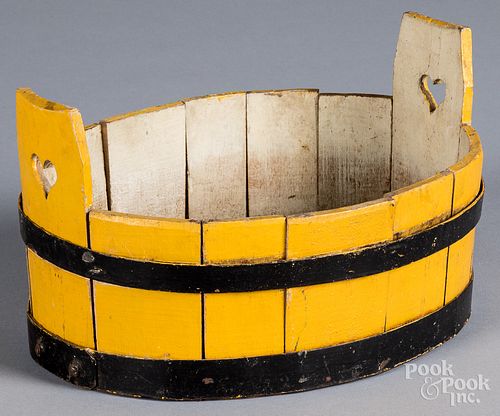 SMALL PAINTED WOOD OVAL TUB, 19TH