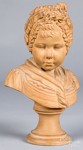 FRENCH TERRA COTTA BUST OF A WOMAN,