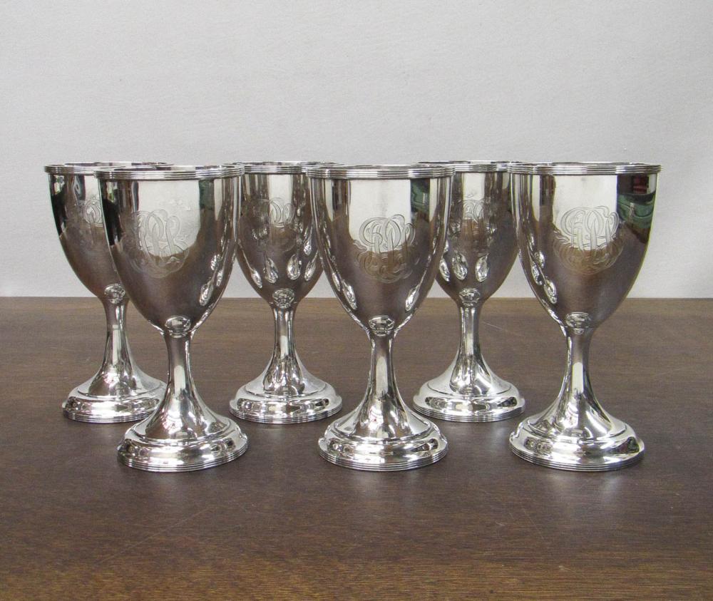 SET OF SIX STERLING SILVER GOBLETS  3153e5