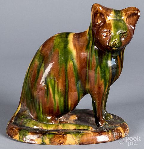 WHIELDON TYPE POTTERY SEATED CAT  315417