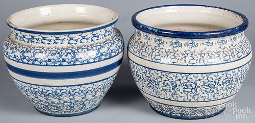 TWO LARGE BLUE AND WHITE SPONGEWARE 315436