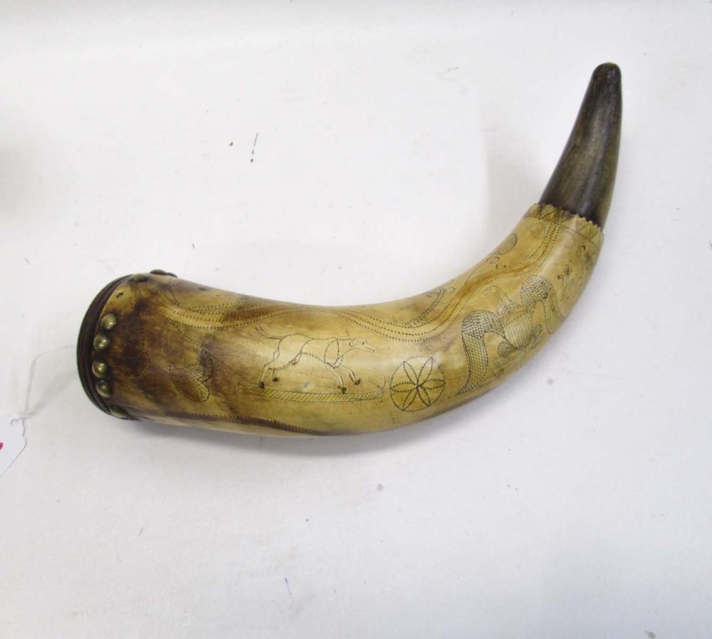 INCISED NEW ENGLAND POWDER HORN  315472