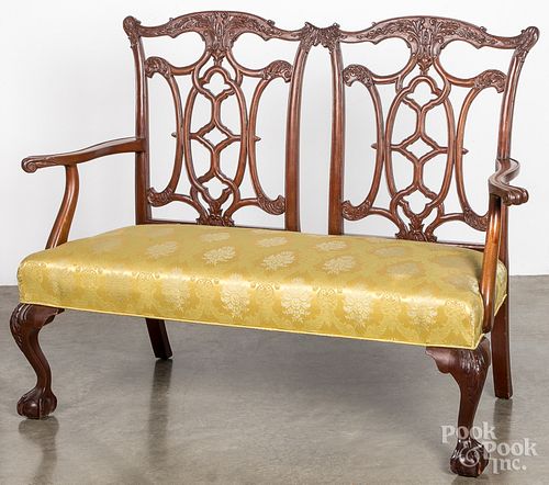 CHIPPENDALE STYLE MAHOGANY LOVESEATChippendale