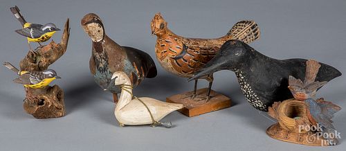 CARVED AND PAINTED GROUSE, ETC.Carved