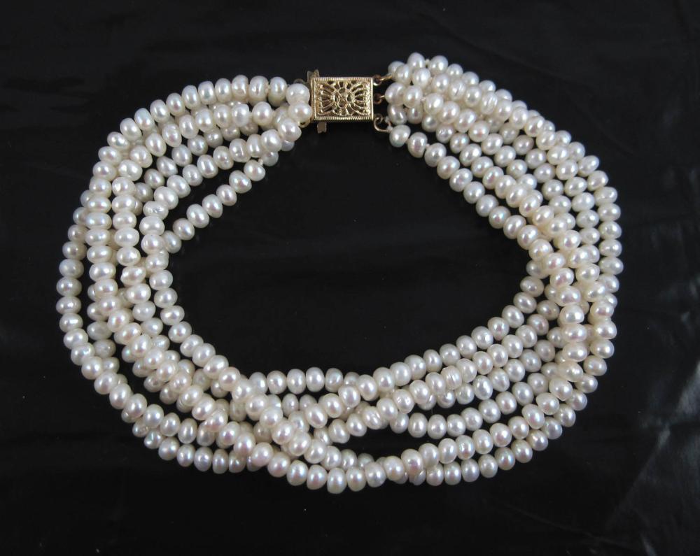 SIX STRAND PEARL BRACELET 14K 315536