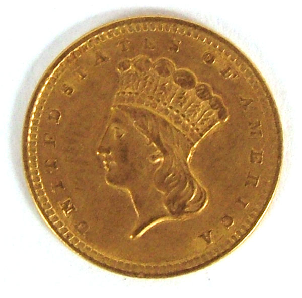 1856 Indian Princess Head 1 Gold 4eeed
