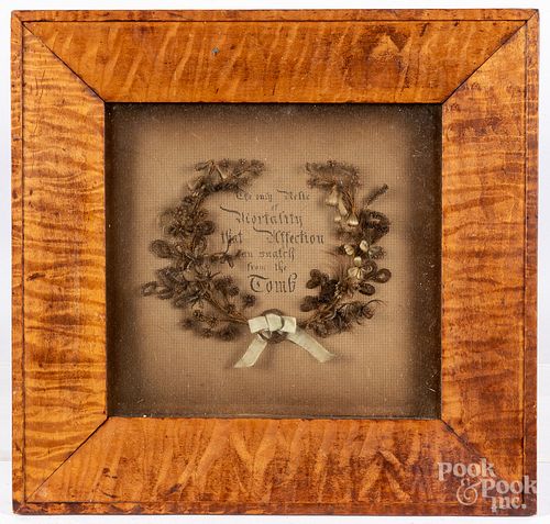 REMEMBRANCE HAIR WREATH, 19TH C.Remembrance
