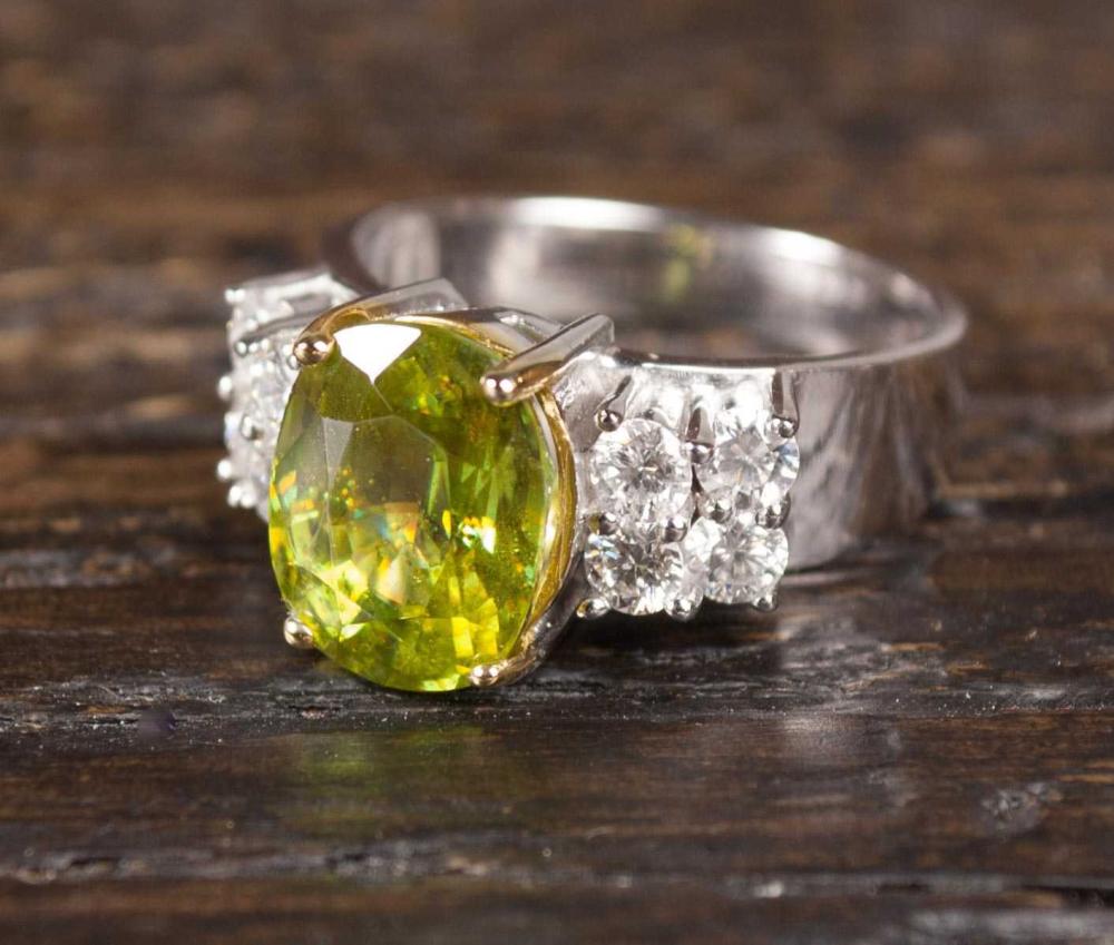 SPHENE, DIAMOND AND FOURTEEN KARAT